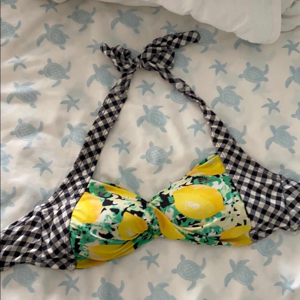 Forever 21 lemon checkered bikini top